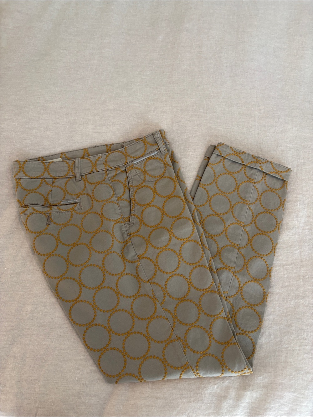 Patterned Khaki & Mustard Casual Pants
